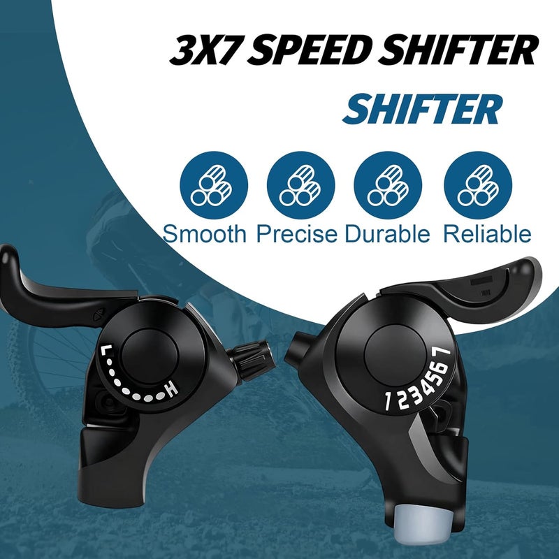 Fredertent Bike Shifter, 21 Speed Bike Gear Shifter Lever Set TX30 3x7 Thumb Shifters with Gear Indicator Bicycle Gear Shifters (TX30-3X7) - Image 2